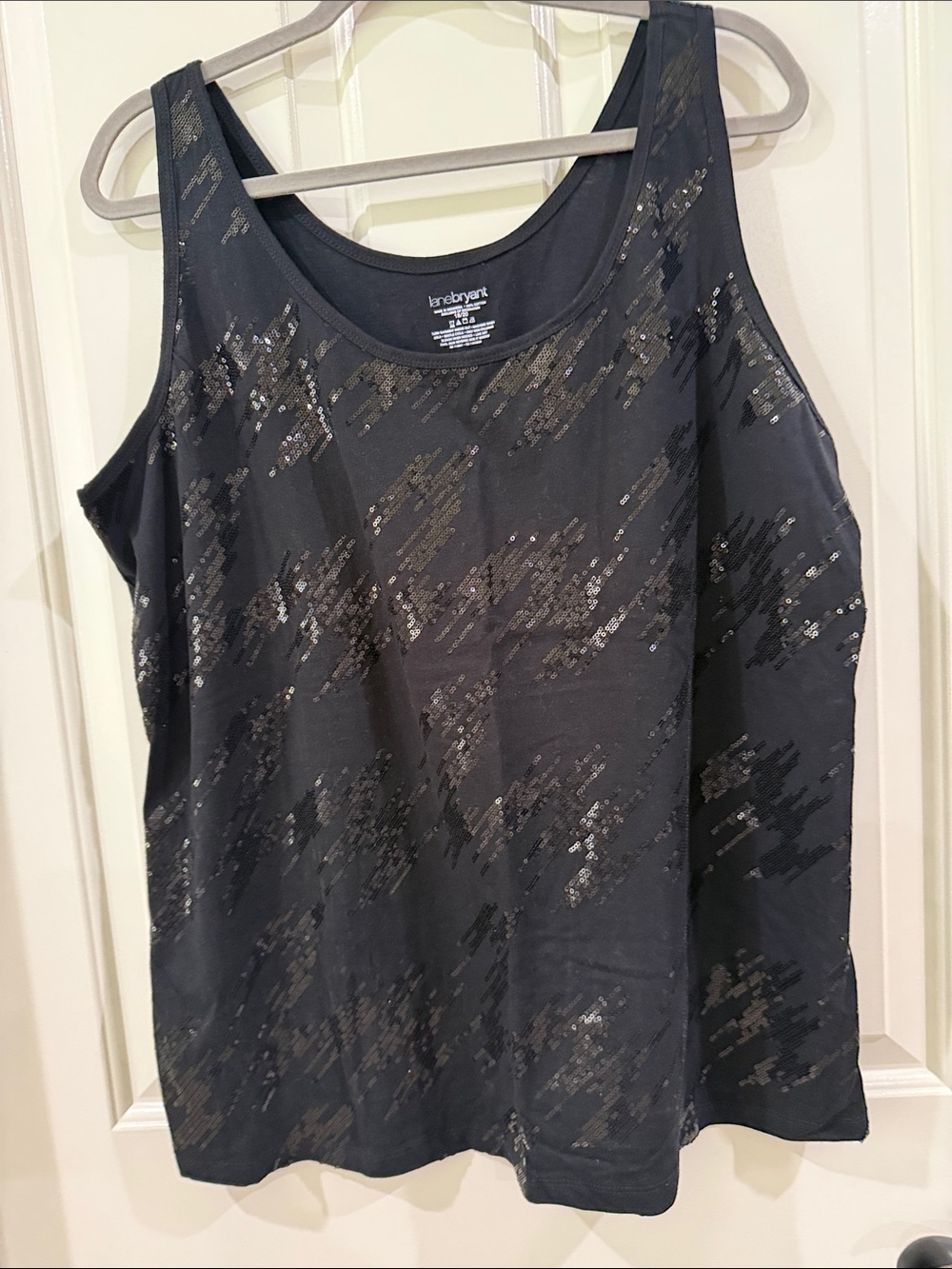 Lane Bryant Black Sequin Scoop Tank Top